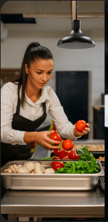 Chef preparing fresh vegetables